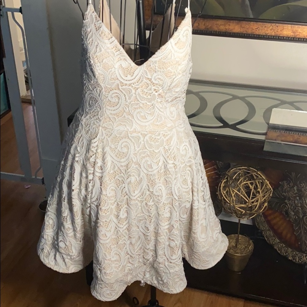White & beige dress